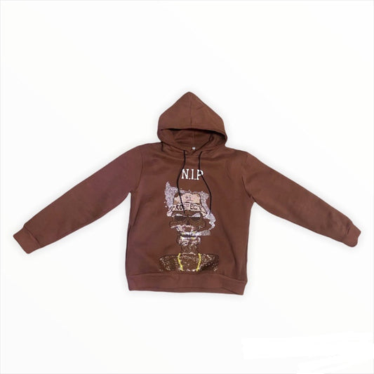 N.1.P Rhinestone Hoodie Mocha